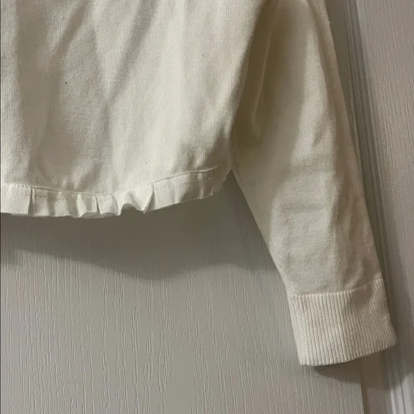 White House Black Market Ivory Ruffled bolero cardigan - Picture 3 of 5